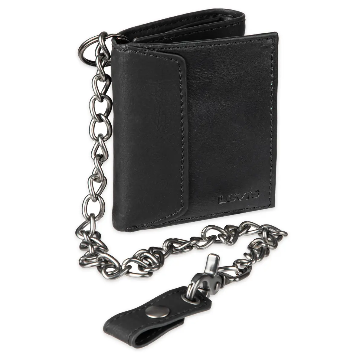 Levi's Men's Trifold Wallet - Slim & Stylish with ID Window & Chain, Black - view 2