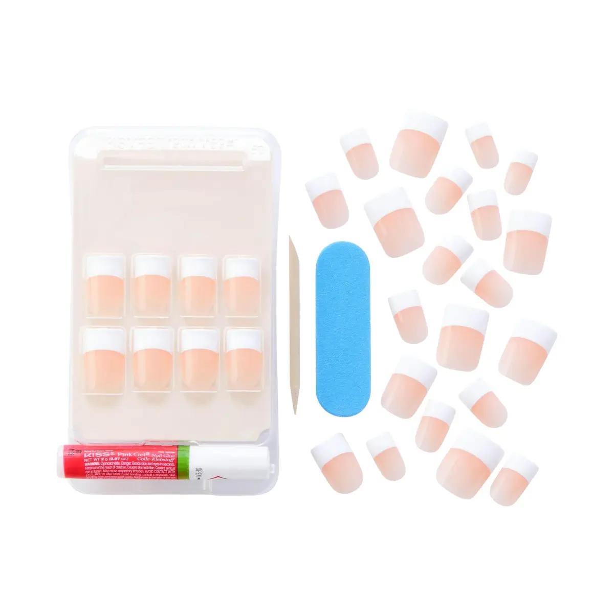 KISS Salon Acrylic French Tip Press On Nails Medium Square 'Sugar Rush' 28 Count | Authentic USA Import - view 4