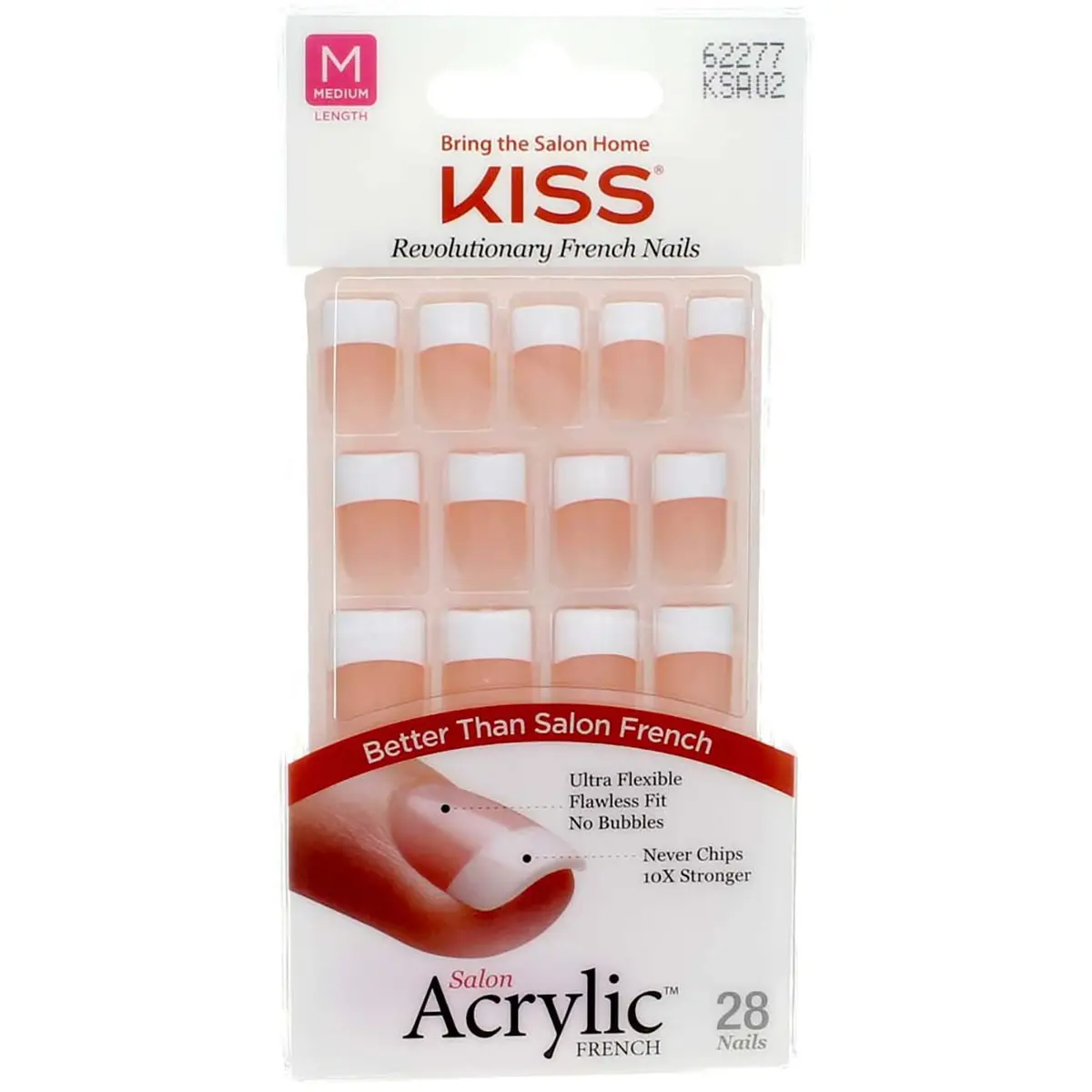 KISS Salon Acrylic French Kit Sugar Rush Medium 3 Pack | Flawless Fit & 10X Stronger - main product image