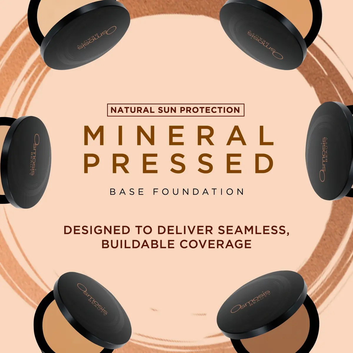 OSMOSIS Mineral Pressed Base Full Coverage Powder Golden Dark 0.34oz | Buildable Matte Finish for All Skin Types - view 2