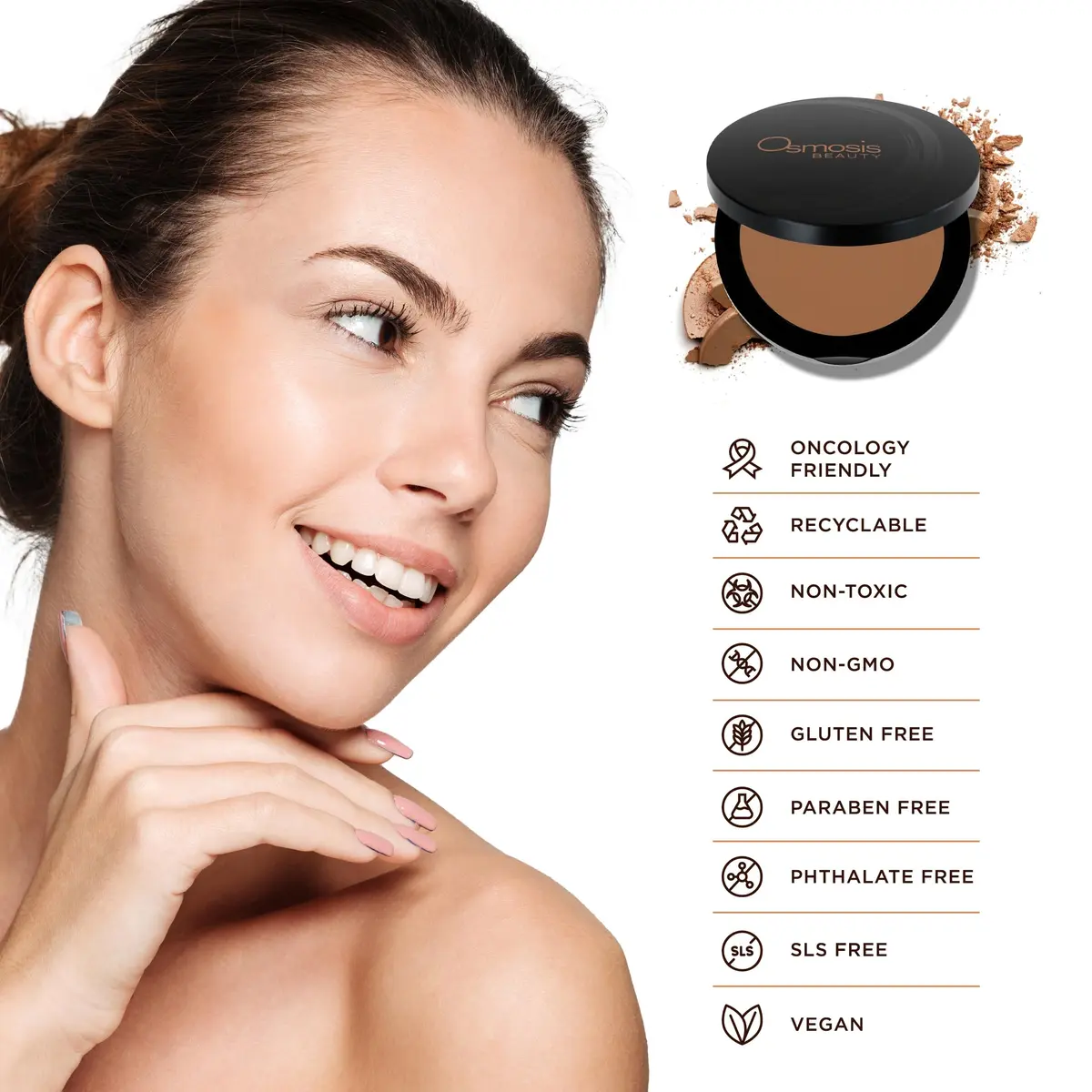 OSMOSIS Mineral Pressed Base Full Coverage Powder Golden Dark 0.34oz | Buildable Matte Finish for All Skin Types - view 4