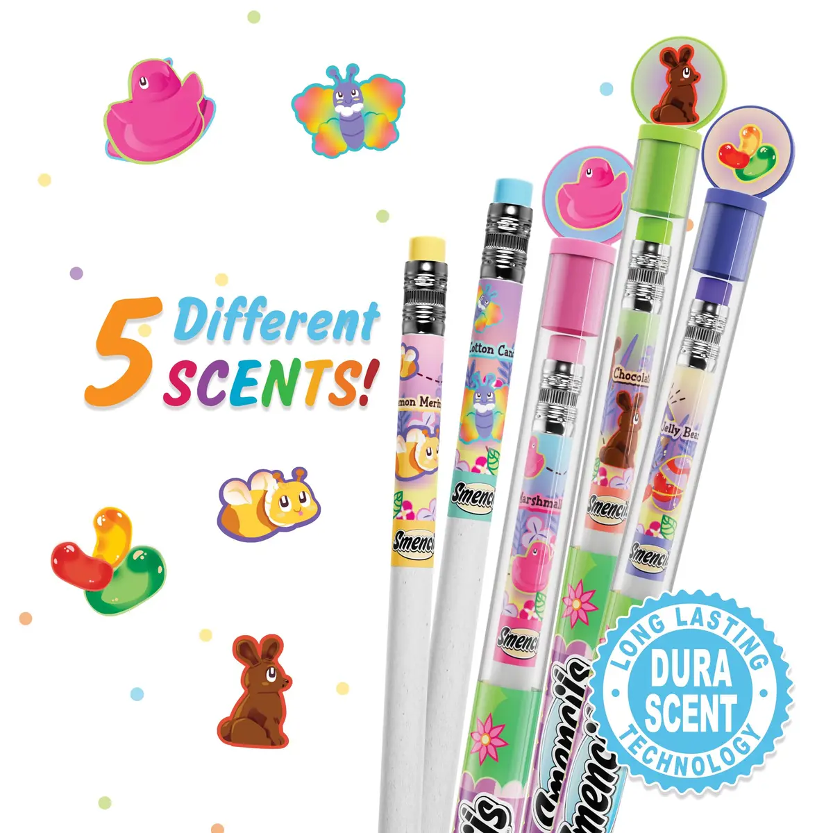 Scentco Spring Smencils HB #2 Scented Pencils 5 Count (12.7cm / 0.5 inch) | Fun & Engaging School Supplies - view 2