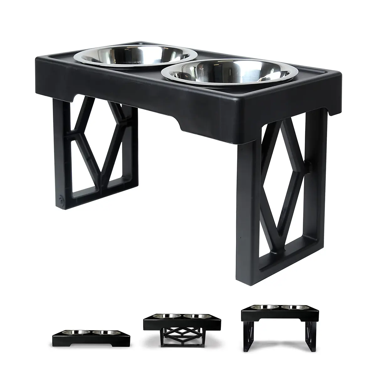 Pet Zone Designer Diner Elevated Dog Bowl Stand, 3 Adjustable Height Levels | Supports digestion & joint health - main product image