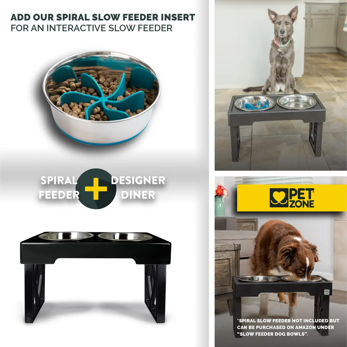 Pet Zone Designer Diner Elevated Dog Bowl Stand, 3 Adjustable Height Levels | Supports digestion & joint health - view 4