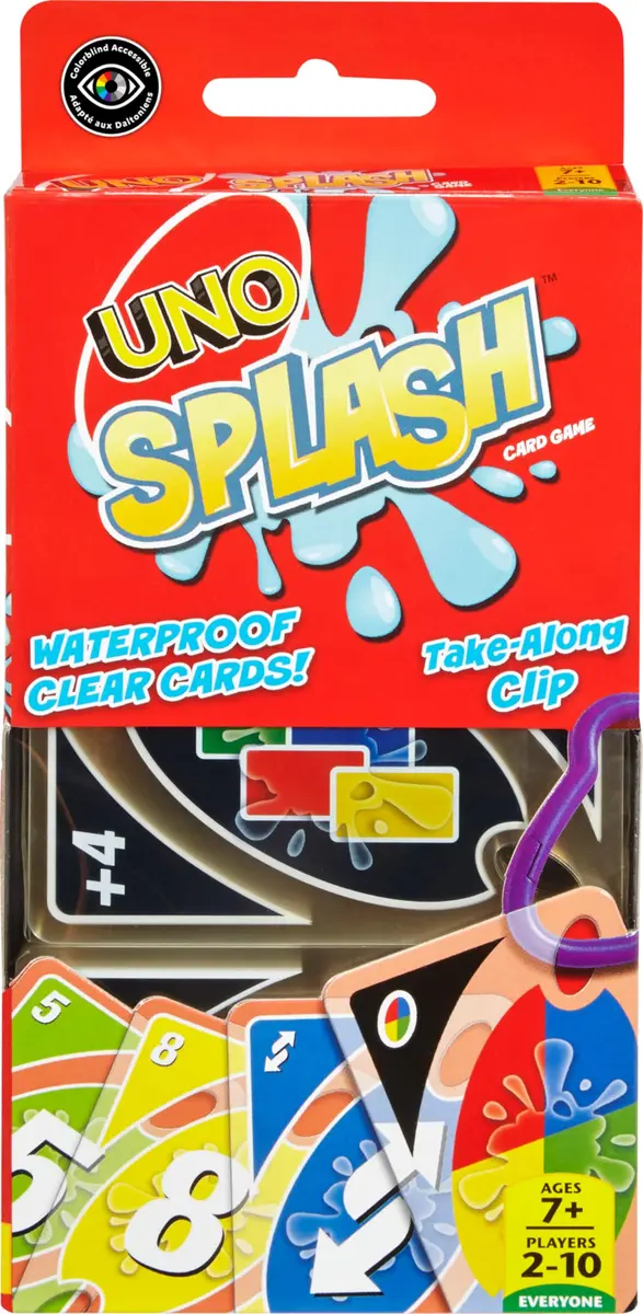 Mattel Games UNO Splash Card Game 108 Cards | Ages 7+, 2-10 Players, Waterproof Plastic - main product image