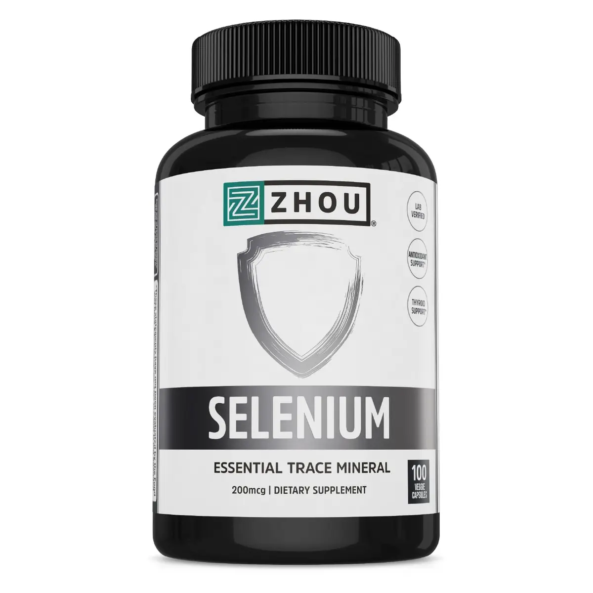 ZHOU Selenium 200mcg Capsules | Antioxidant & Thyroid Support, 100 Veggie Capsules - main product image