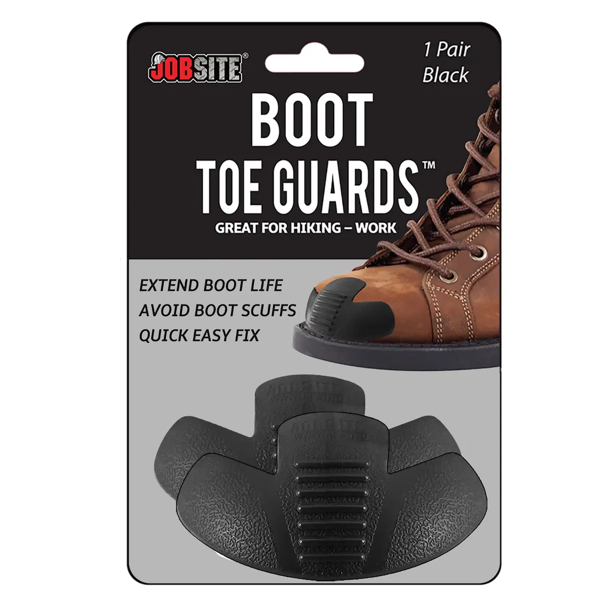 JobSite Shoe Toe Guards Impact Protection Gear | Heavy Duty Black 2 Pairs - main product image
