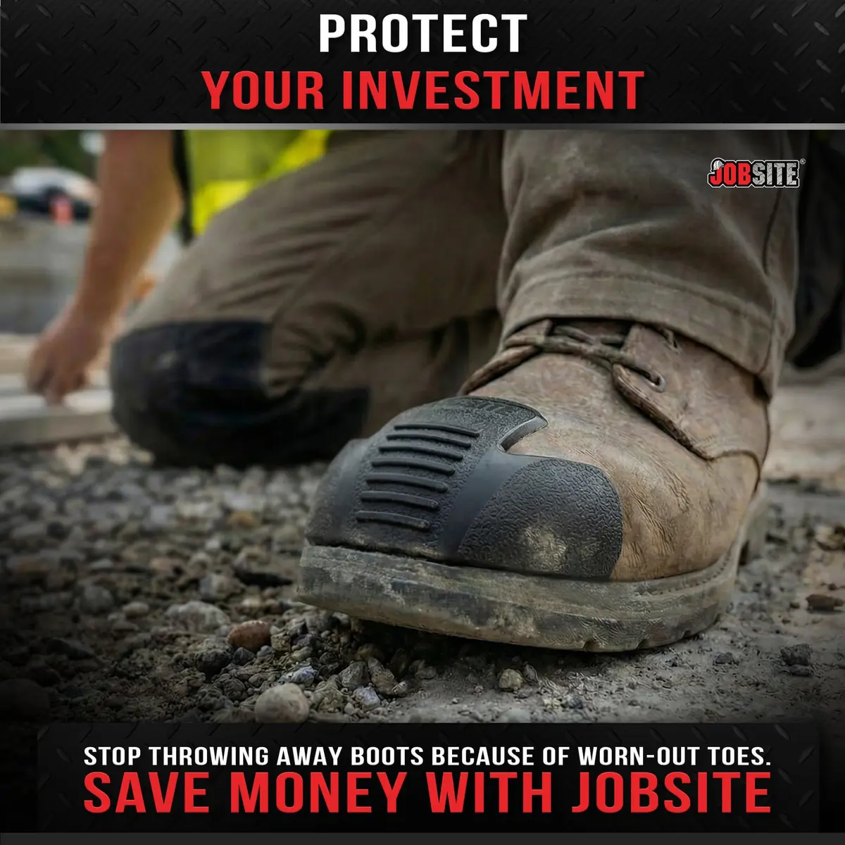 JobSite Shoe Toe Guards Impact Protection Gear | Heavy Duty Black 2 Pairs - view 6