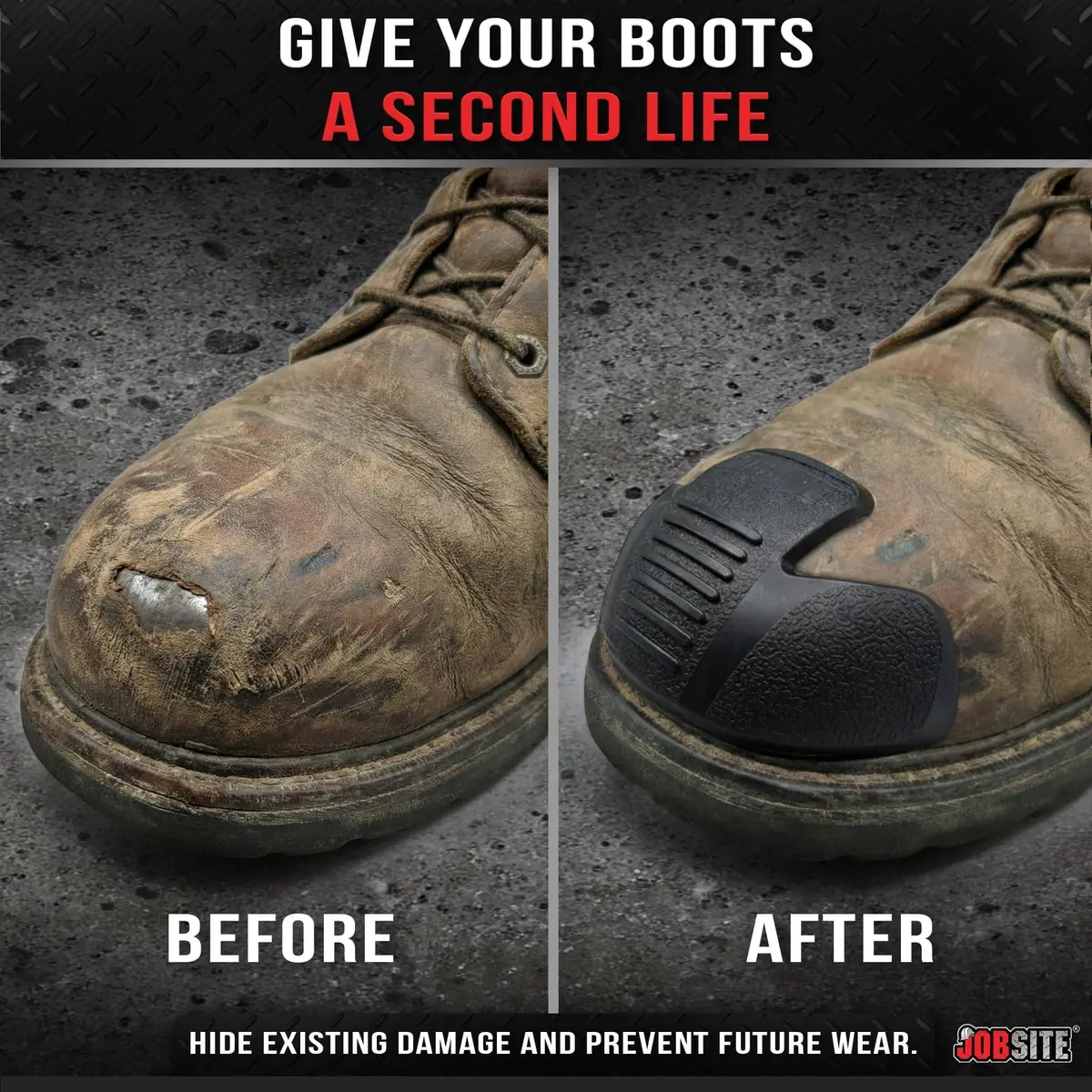 JobSite Shoe Toe Guards Impact Protection Gear | Heavy Duty Black 2 Pairs - view 2