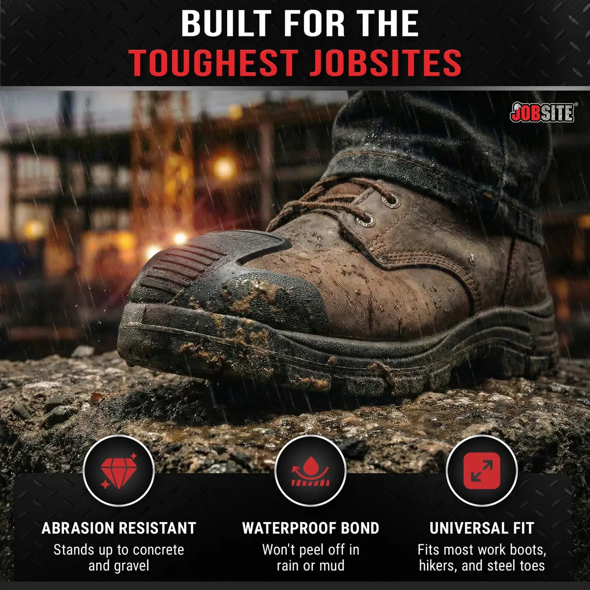 JobSite Shoe Toe Guards Impact Protection Gear | Heavy Duty Black 2 Pairs - view 4