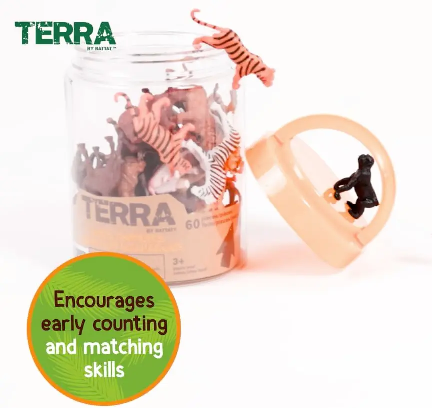Terra by Battat Wild Animal Figurines Tube 60 Mini Safari Figures | Realistic Plastic Animals for Kids 3+ - view 6