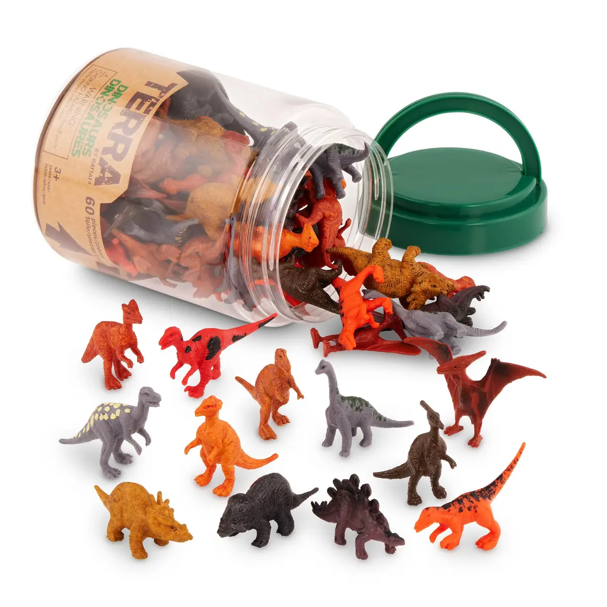 Terra by Battat Dinosaur Figures Tube, 60 Mini Plastic Dino Animals, 2-3 inch Figures | ASTM-Tested Educational Toy - main product image