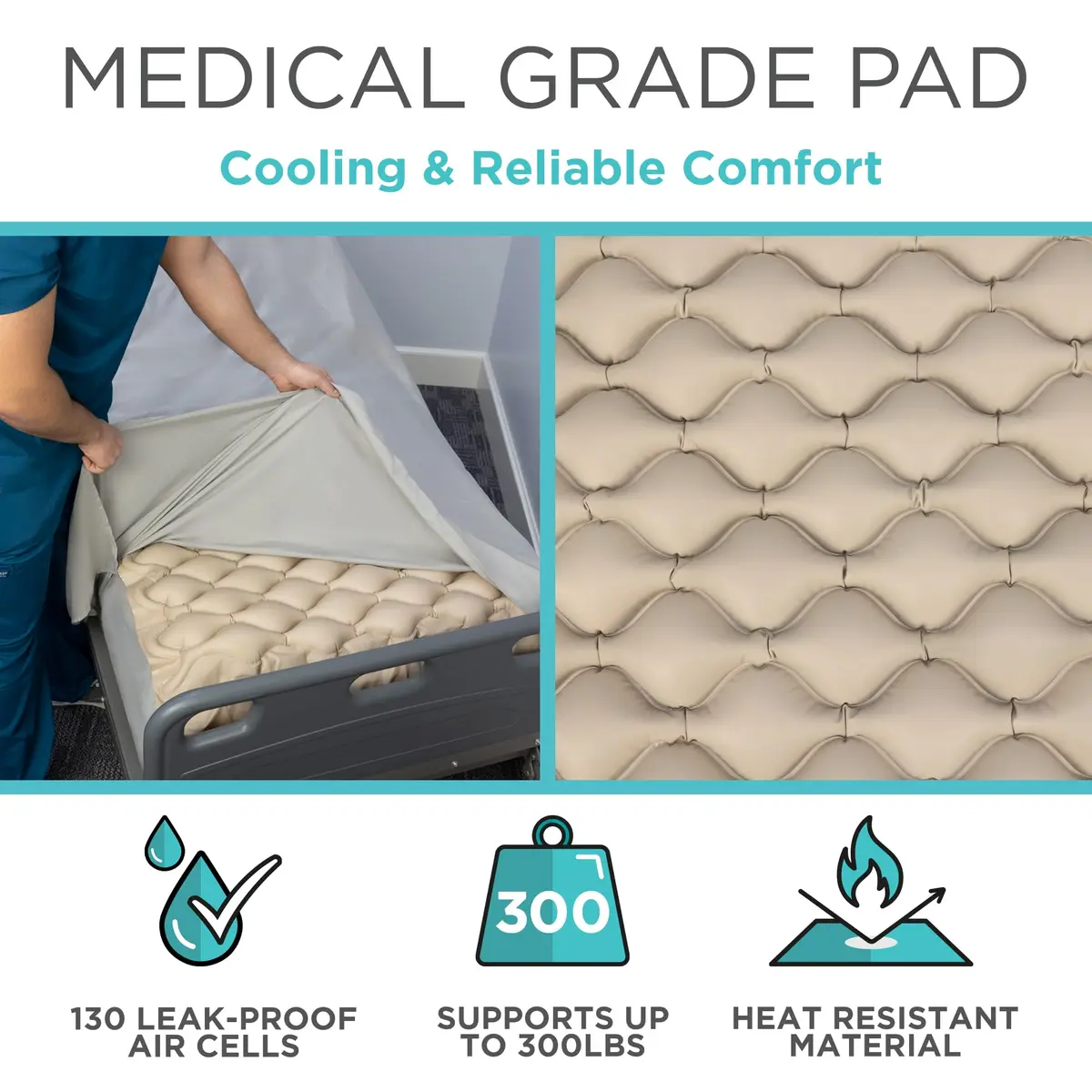 Vive Alternating Air Pressure Mattress Pad 203 cm (80") x 91 cm (36") | Doctor Recommended for Bed Sore Relief - view 7