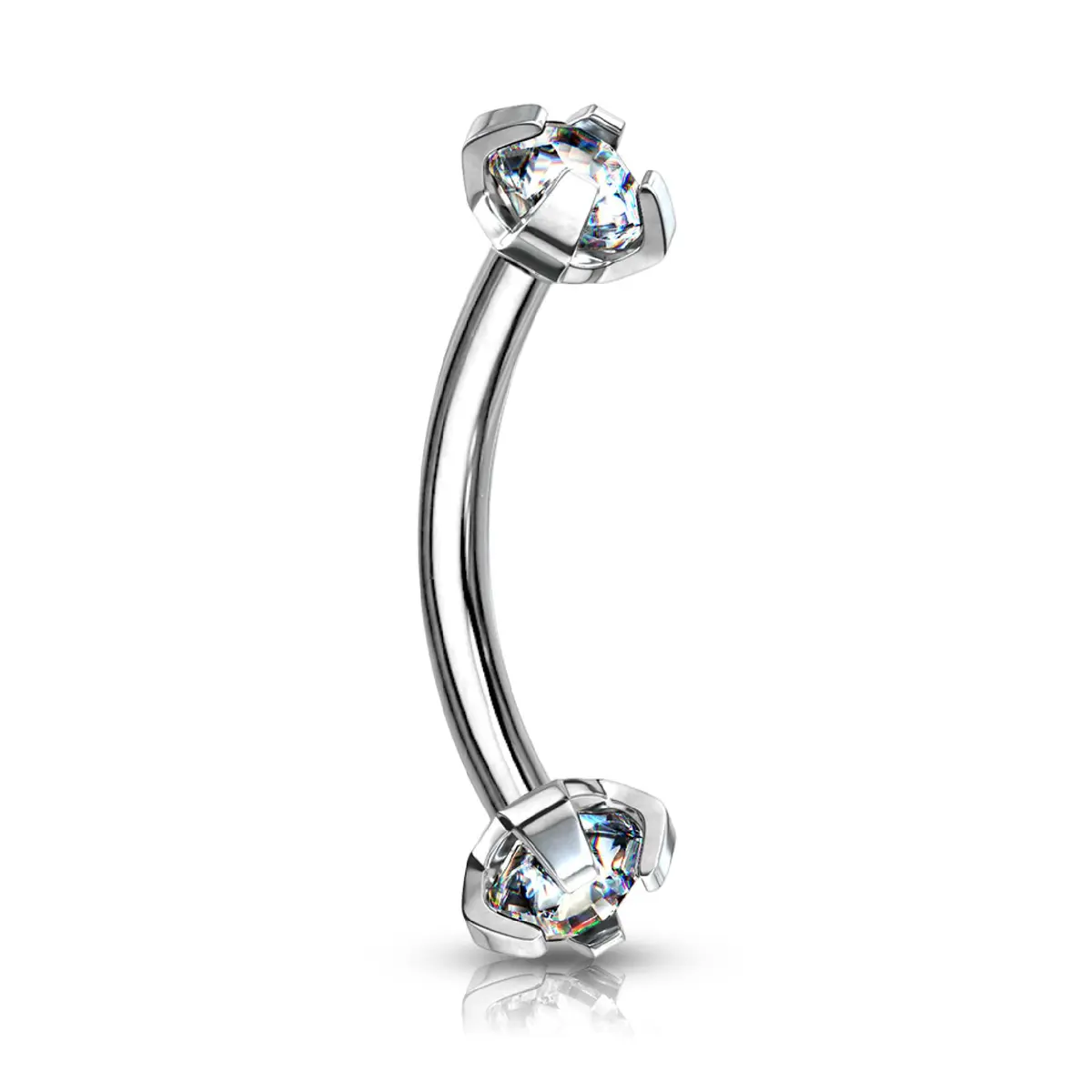 Forbidden Body Jewelry 16g 8mm Daith Earring, Eyebrow Ring & Rook Piercing | Internally Threaded Clear CZ Barbell - main product image