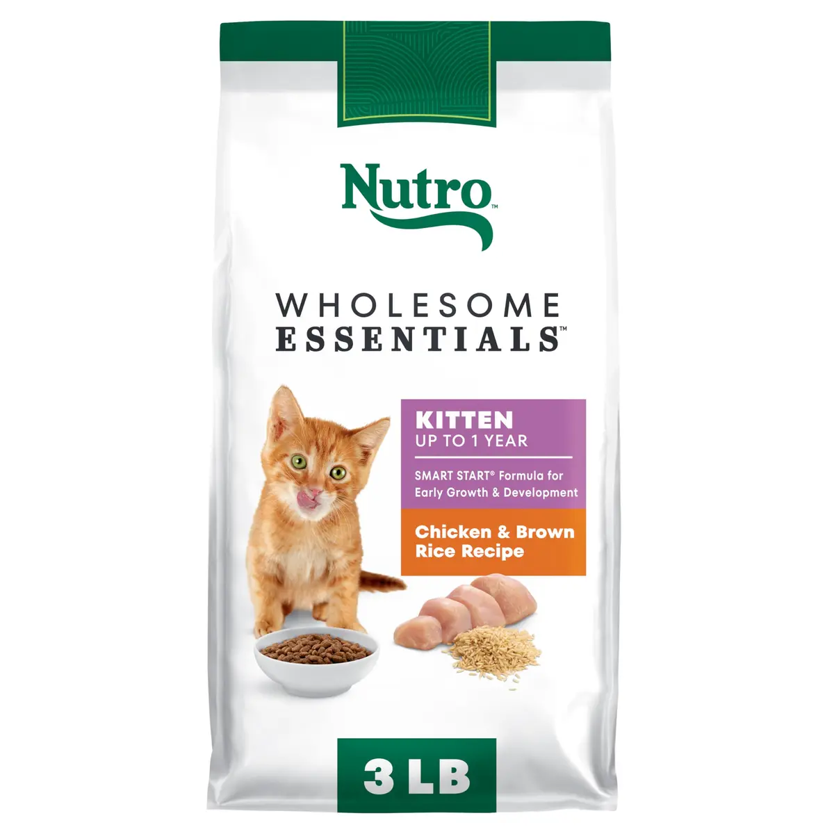 Nutro Wholesome Essentials Kitten Dry Cat Food, Chicken & Rice, 3 lb | Complete Nutrition for Growing Kittens - main product image