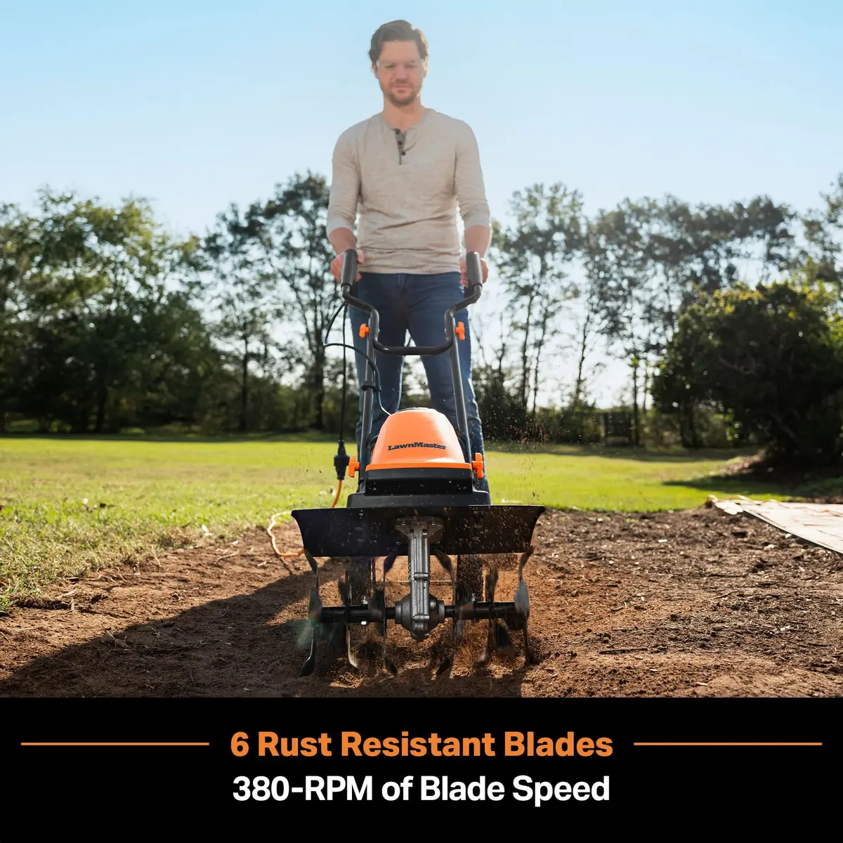 LawnMaster TE1216M Electric Tiller 16-Inch | 12-Amp Power for Tough Soil - view 2