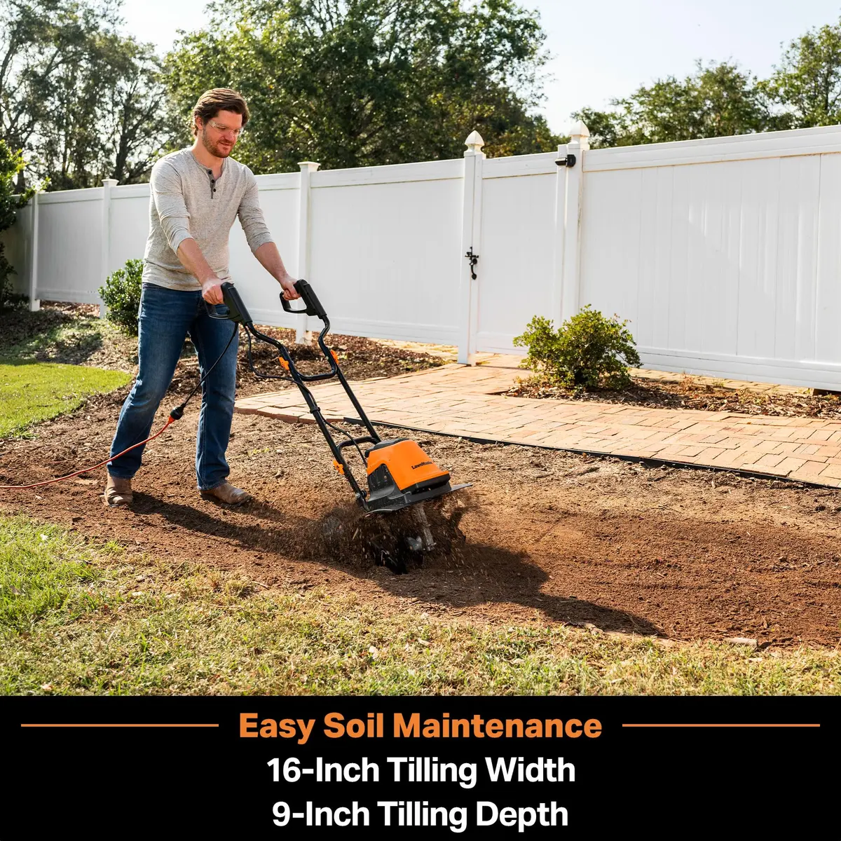 LawnMaster TE1216M Electric Tiller 16-Inch | 12-Amp Power for Tough Soil - view 3