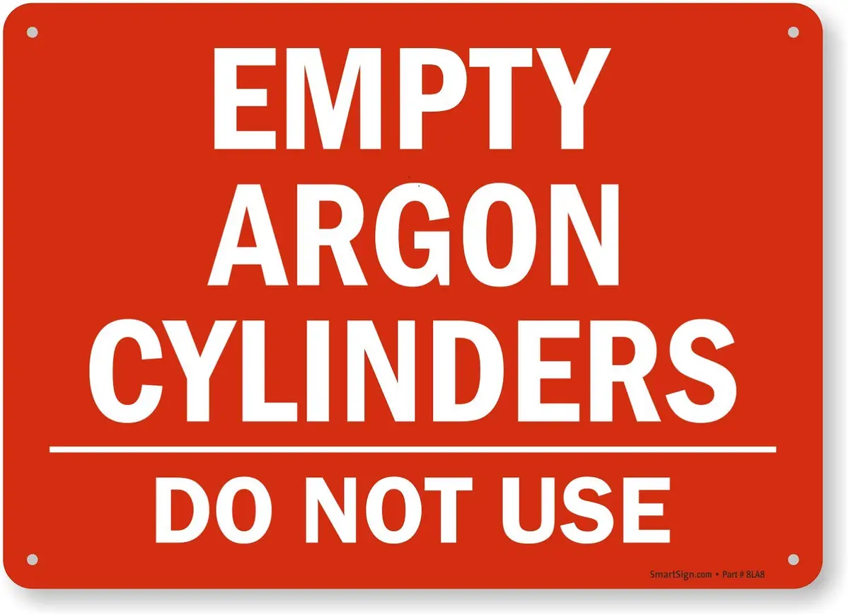 SmartSign 10 x 14 inch Argon Cylinder Do Not Use Sign, HDPE Plastic, Red & White, Made in USA - main product image