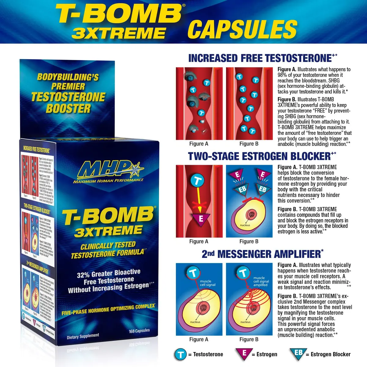 Maximum Human Performance MHP T-Bomb 3xtreme 168 Count | Clinically Tested Testosterone Booster for Men - view 5