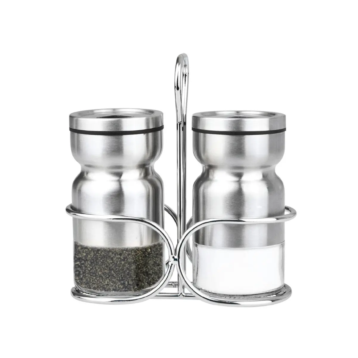 Cuisinox Stainless Steel Salt & Pepper Shakers Set, with Caddy, 4" each - main product image