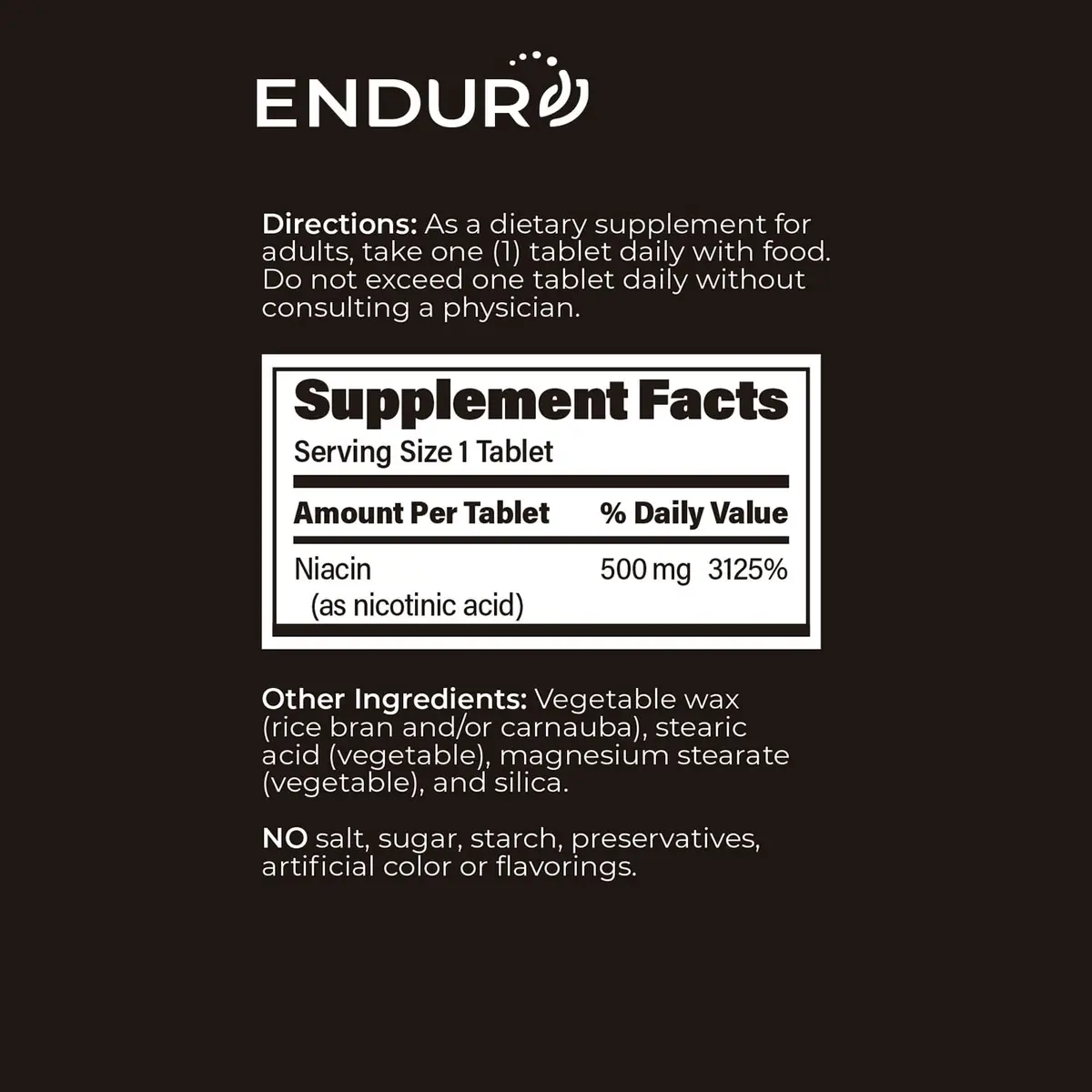 Endurance Products Niacin 500mg Extended Release | Heart & Cholesterol Support (70-120 chars) - view 6
