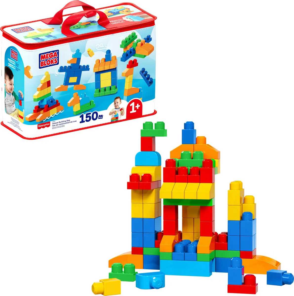 Mega Bloks First Builders Deluxe Building Bag Toddler Block Toys Set, Multicolor 2.27 kg (5 lb) | Educational STEM Toy for Kids Ages 1+ - main product image