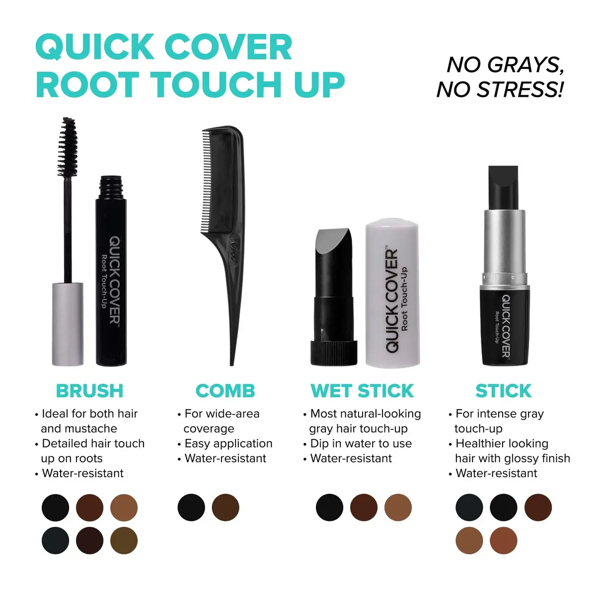 Red by Kiss Quick Cover Root Touch Up Comb Type Water-Resistant Temporary Gray Concealer Cover Up Brush for Hair and Beard (Black) | Instant Gray Coverage - view 6