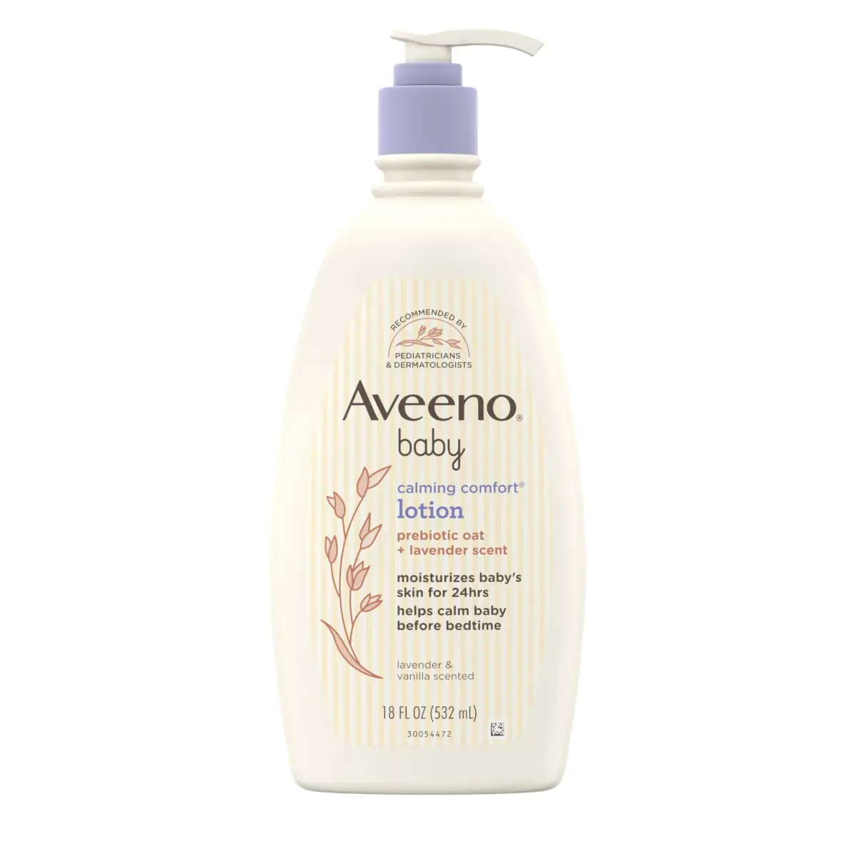 Aveeno Baby Calming Comfort Moisturizing Body Lotion with Lavender & Vanilla, 532ml (18 fl. oz) | Hypoallergenic Formula for Sensitive Skin - main product image