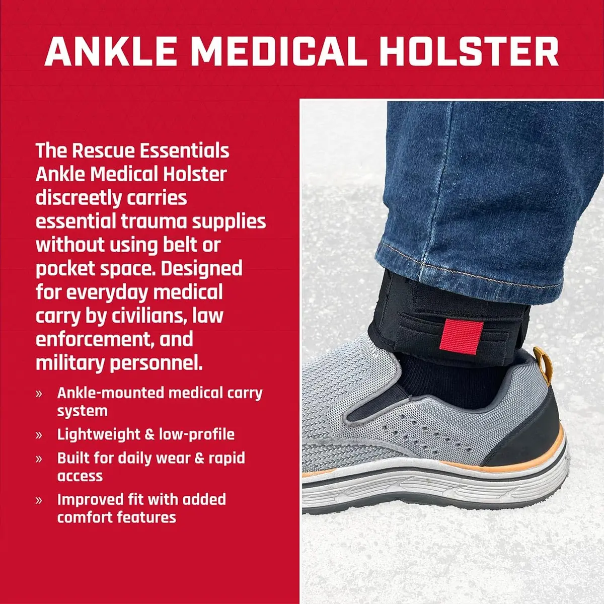 Rescue Essentials Ankle Medical Holster | Compact First Aid Carry for Professionals & Civilians - view 8