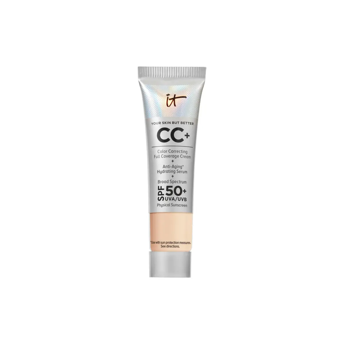 IT Cosmetics CC+ Cream SPF 50+ Light (W) 12ml (0.4 fl oz) | Hydrating Anti-Aging Serum & Mineral Sunscreen - main product image