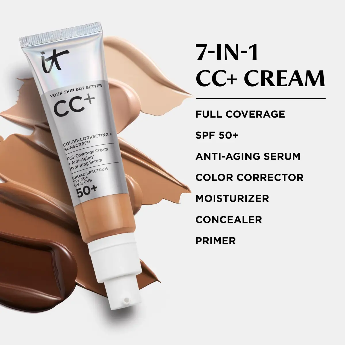 IT Cosmetics CC+ Cream SPF 50+ Light (W) 12ml (0.4 fl oz) | Hydrating Anti-Aging Serum & Mineral Sunscreen - view 8