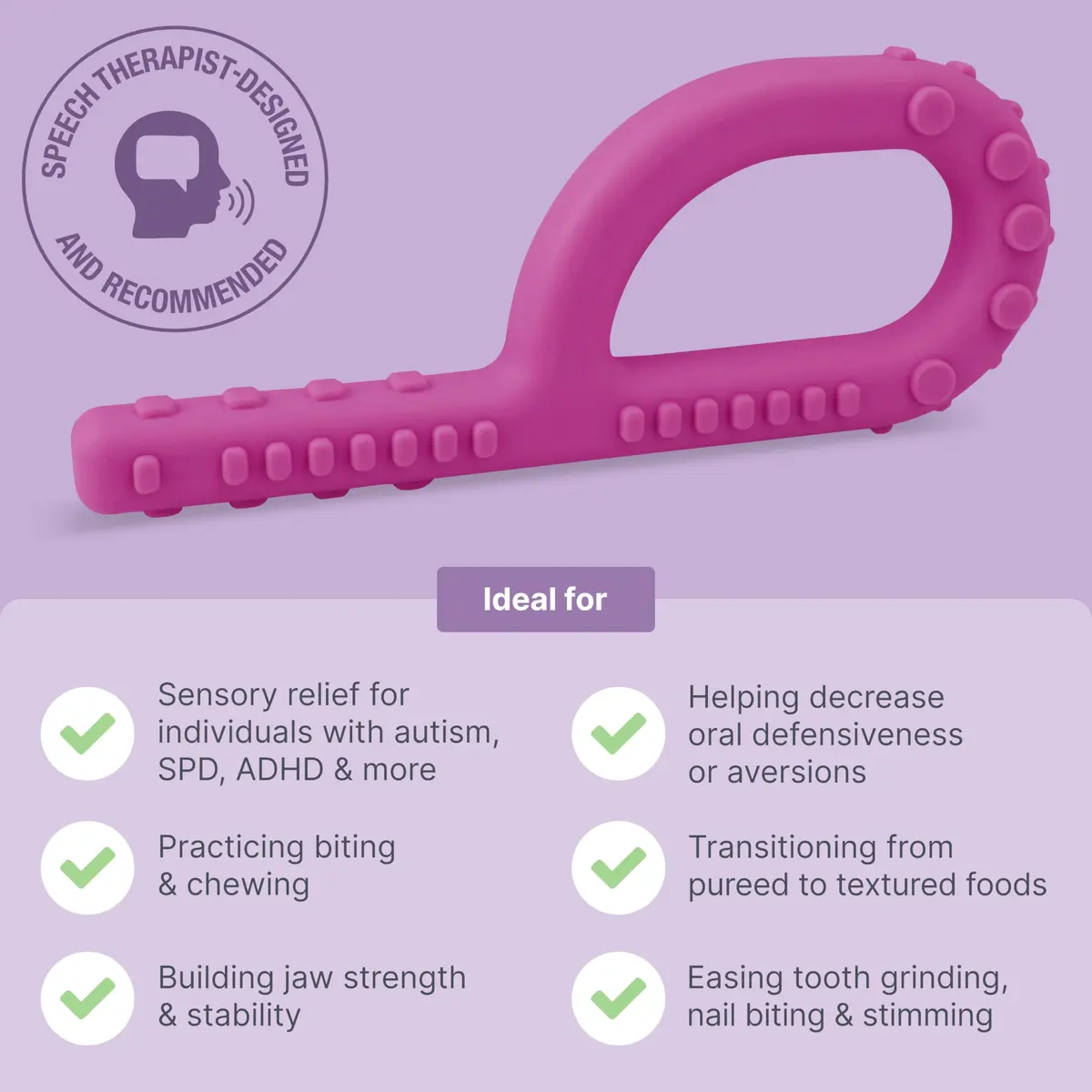 ARK Therapeutic Textured Grabber Sensory Chew XT Firm Lime Green 13cm (5") | Oral Motor Therapy Tool for Autism, ADHD, SPD - view 3