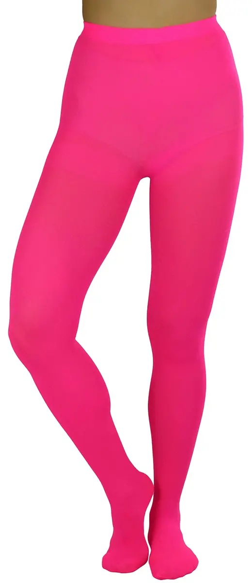 ToBeInStyle Women's Opaque Solid Color Nylon Tights Pantyhose - Neon Pink | Vibrant, Comfortable & Perfect for Parties - main product image