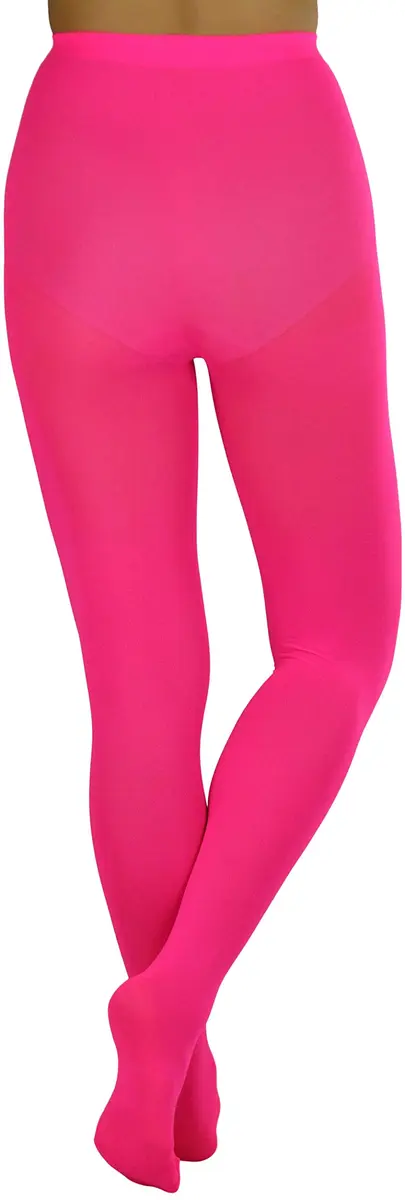 ToBeInStyle Women's Opaque Solid Color Nylon Tights Pantyhose - Neon Pink | Vibrant, Comfortable & Perfect for Parties - view 2
