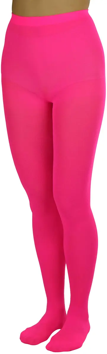 ToBeInStyle Women's Opaque Solid Color Nylon Tights Pantyhose - Neon Pink | Vibrant, Comfortable & Perfect for Parties - view 3