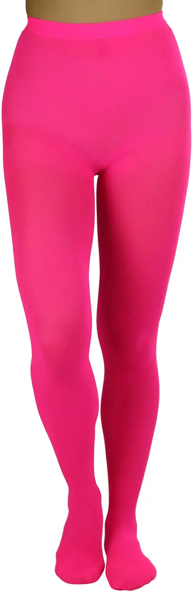 ToBeInStyle Women's Opaque Solid Color Nylon Tights Pantyhose - Neon Pink | Vibrant, Comfortable & Perfect for Parties - view 4
