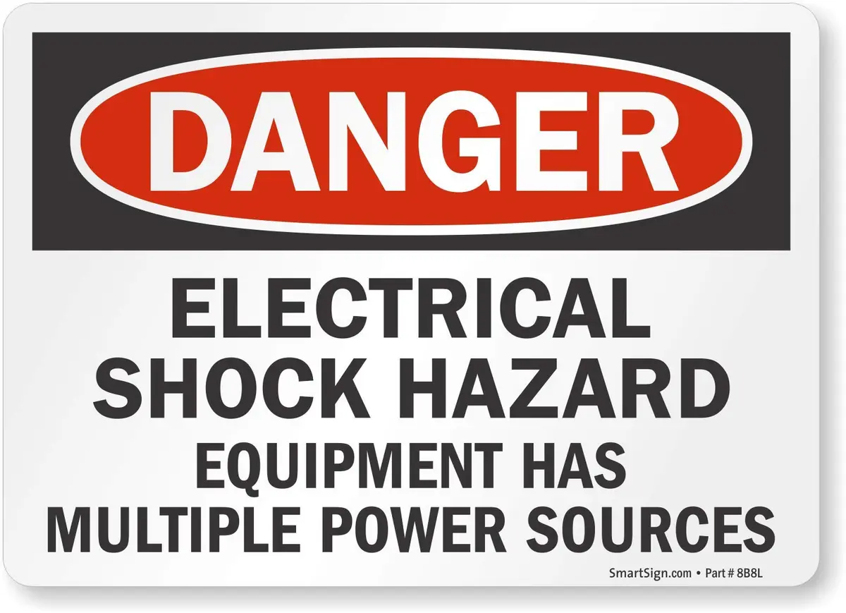SmartSign Danger: Equipment Has Multiple Power Sources Vinyl Label 5" x 7" | Durable OSHA Sign - main product image