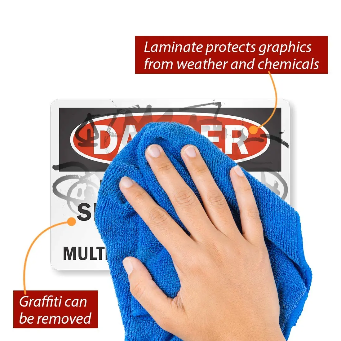 SmartSign Danger: Equipment Has Multiple Power Sources Vinyl Label 5" x 7" | Durable OSHA Sign - view 2