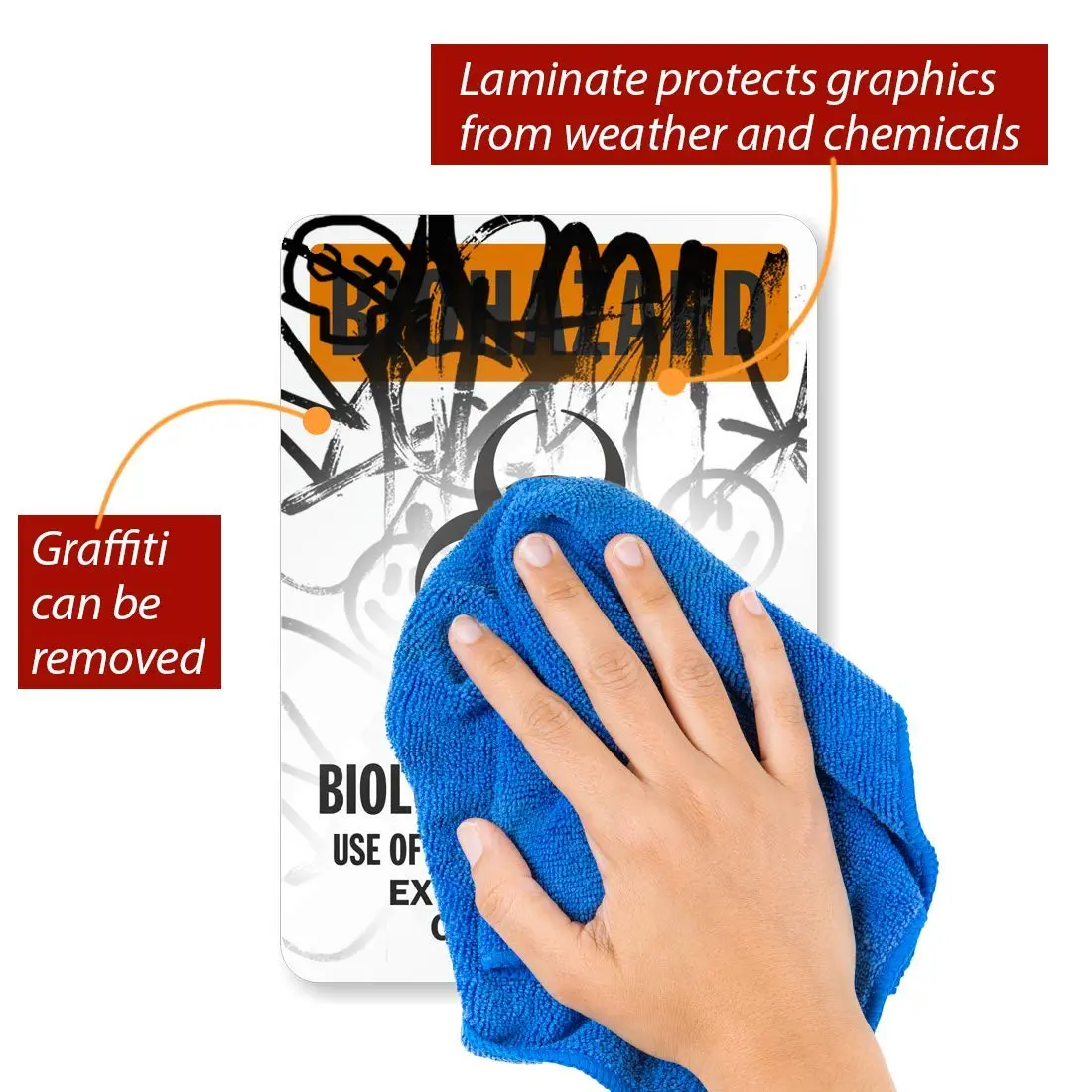SmartSign Biohazard Infectious Biological Material Label 7" x 10" Laminated Vinyl | Durable OSHA Sign - view 2