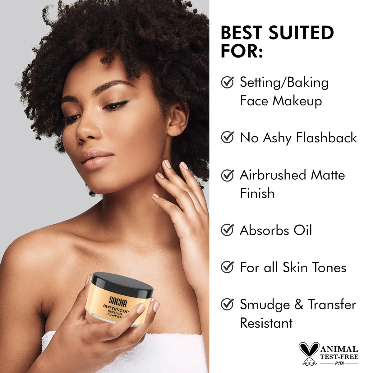 Sacha Buttercup Setting Powder 1.75 oz | Flawless Matte Finish for Medium to Deep Skin - view 3