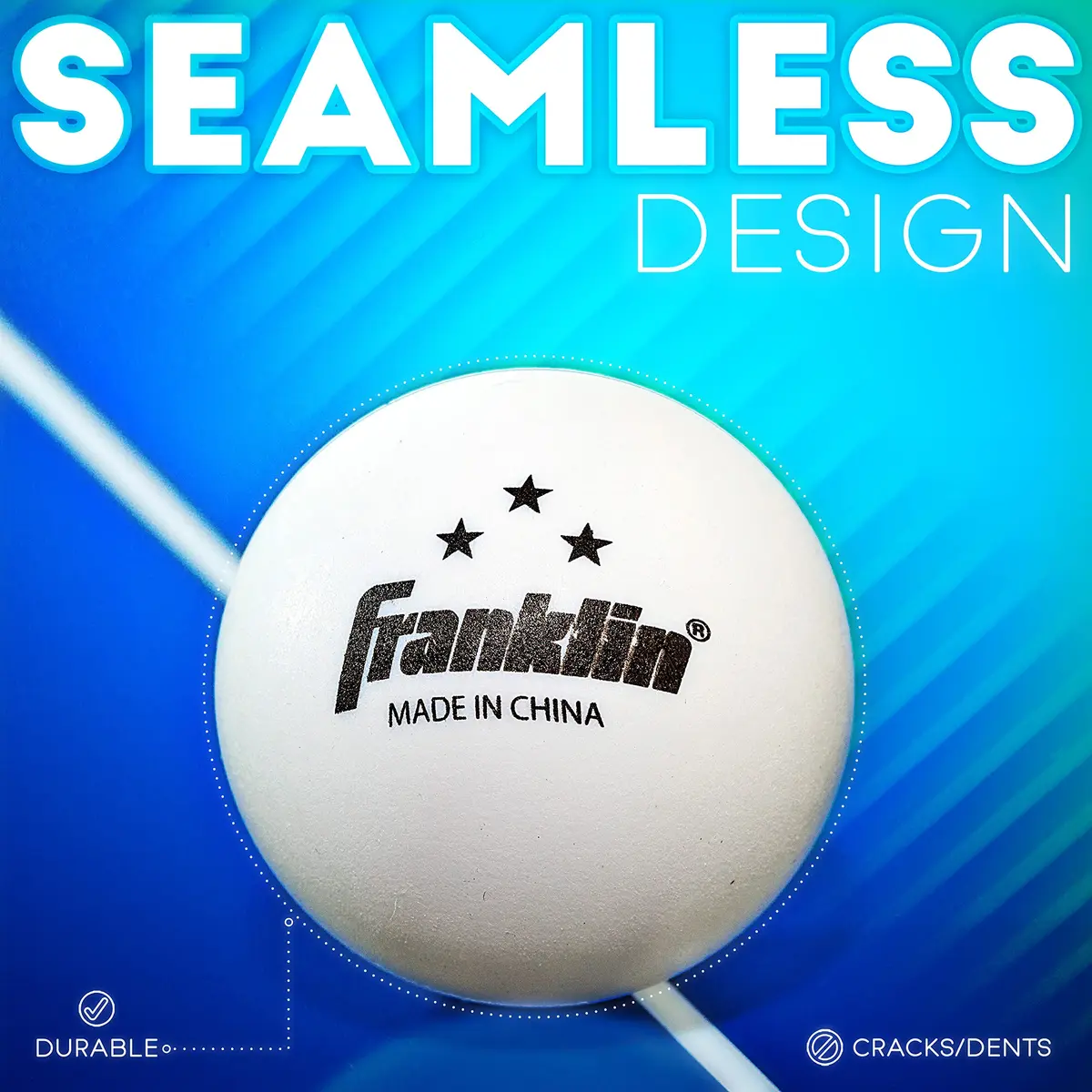 Franklin Sports 3-Star Ping Pong Balls 40mm (6-Pack, White) | Consistent Bounce & Spin for Club Play - view 2
