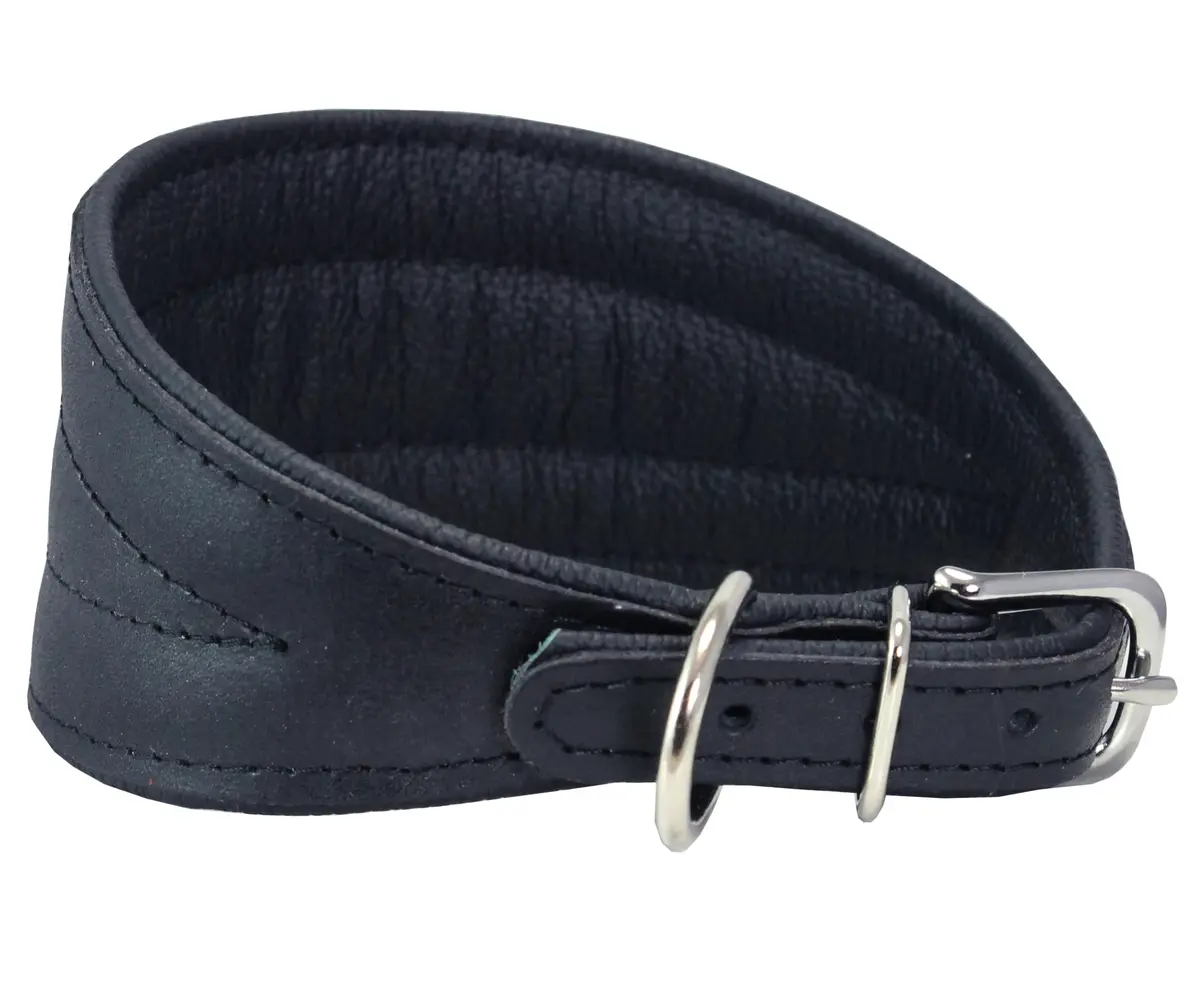 Dogs My Love Real Leather Extra Wide Padded Tapered Dog Collar 16.75"-20" Neck | Durable & Comfortable - view 2