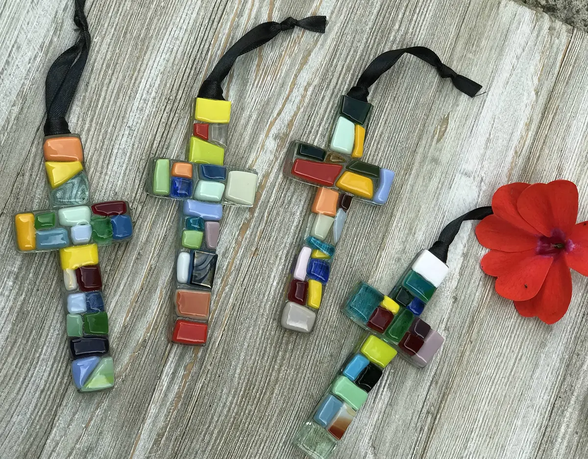 The Grandparent Gift Handmade Mosaic Confirmation Cross for Girls or Boys | 4" Keepsake with Confirmation Sentiment - view 5