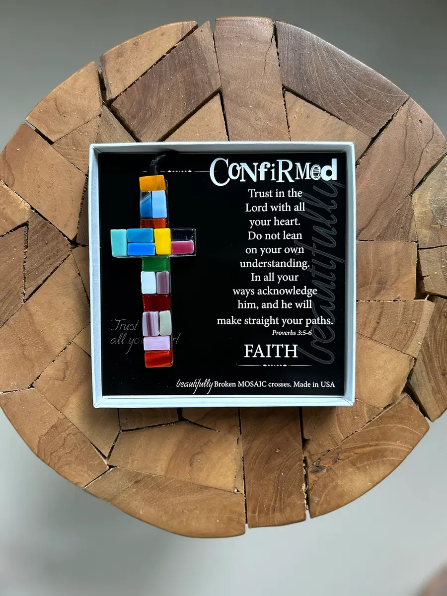 The Grandparent Gift Handmade Mosaic Confirmation Cross for Girls or Boys | 4" Keepsake with Confirmation Sentiment - view 7