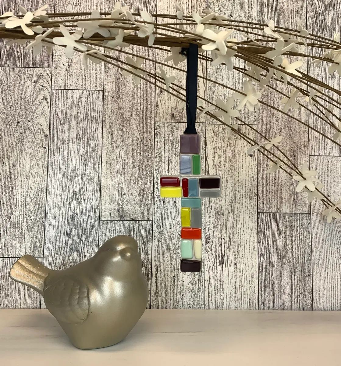 The Grandparent Gift Handmade Mosaic Confirmation Cross for Girls or Boys | 4" Keepsake with Confirmation Sentiment - view 4