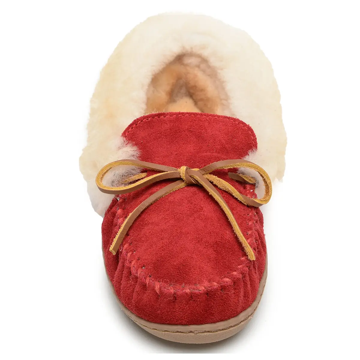 Minnetonka Women's Alpine Sheepskin Moccasin Slippers, Red, Size 5 | Cozy Sheepskin Comfort for Indoors & Outdoors - view 4