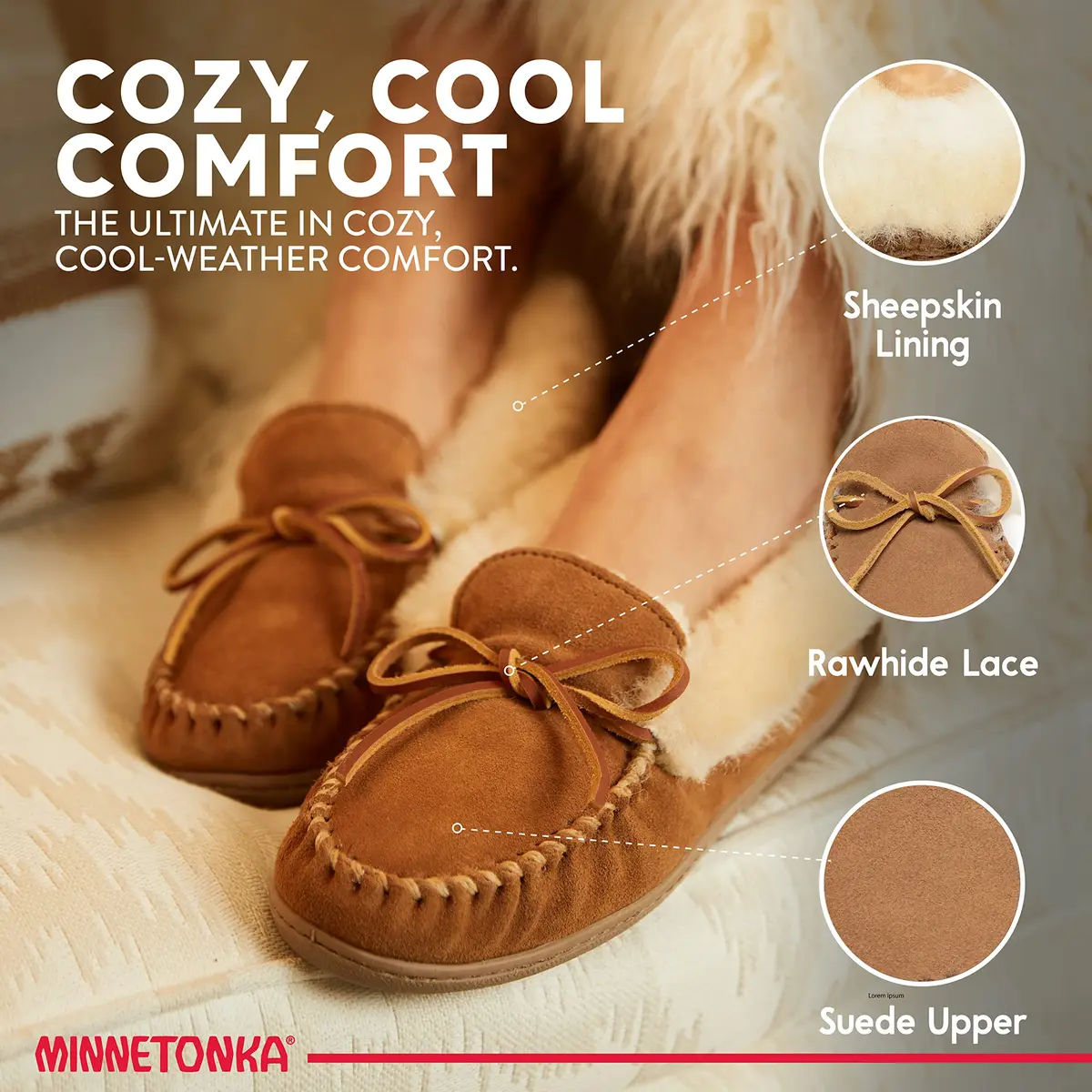 Minnetonka Women's Alpine Sheepskin Moccasin Slippers, Red, 7 M US | Cozy Warm Sheepskin Comfort - view 5