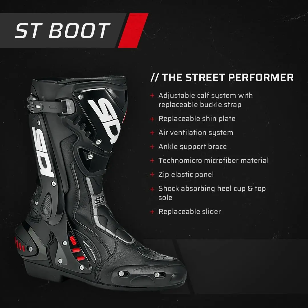 Sidi ST BLACK SZ 12.5/47 | Track-Ready Street Motorcycle Boot with Cam-Lock Buckle - view 7
