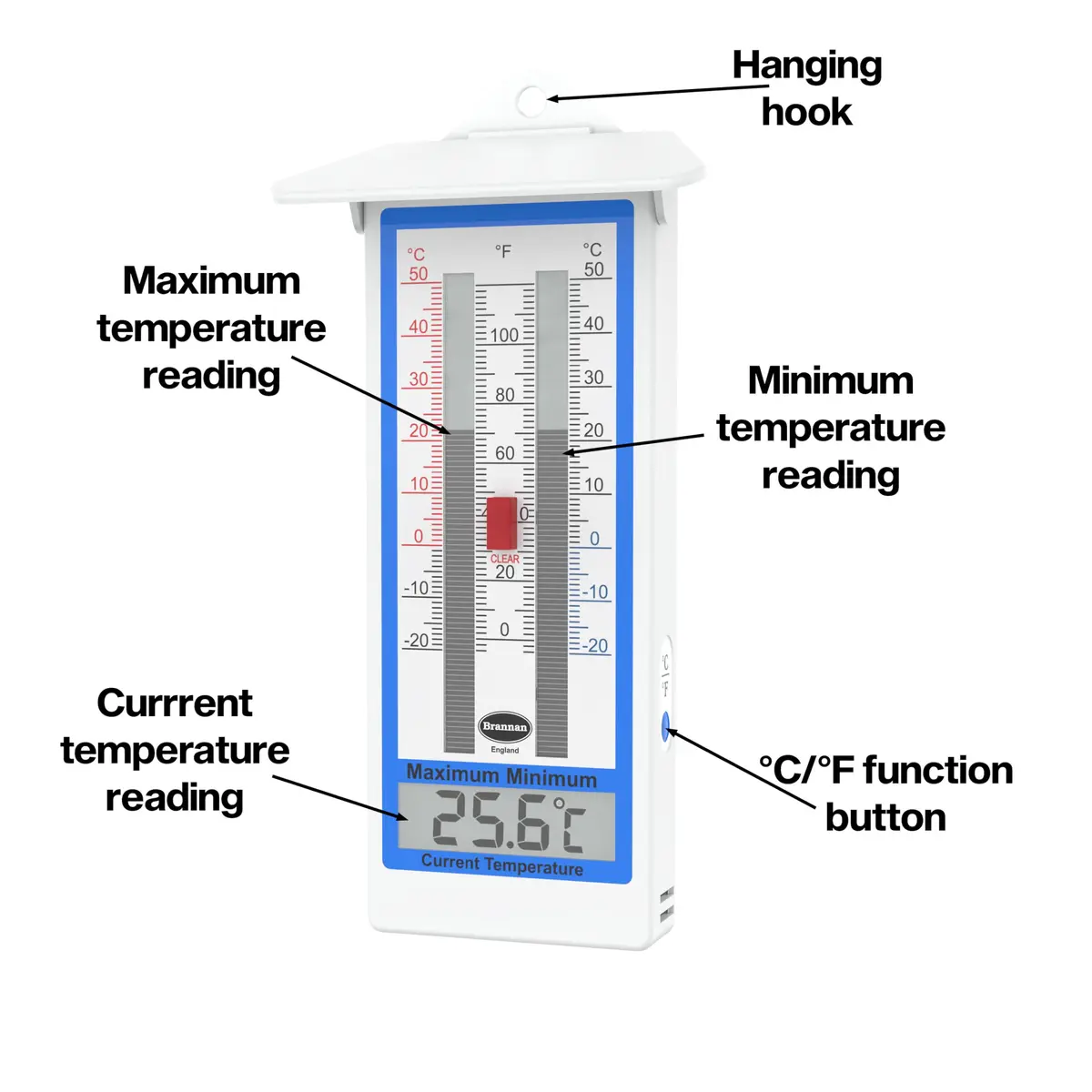 Brannan Digital Greenhouse Thermometer Max Min | 20.3cm x 10cm x 3cm (8in x 4in x 1.2in) - view 5