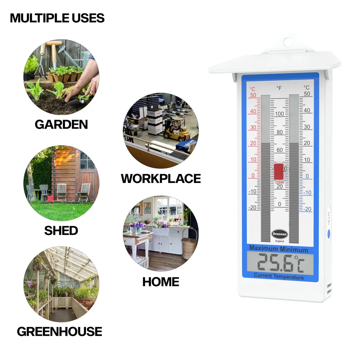 Brannan Digital Greenhouse Thermometer Max Min | 20.3cm x 10cm x 3cm (8in x 4in x 1.2in) - view 6